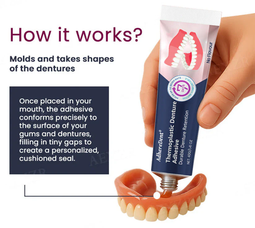 AdhereDent® thermoplastic denture adhesive image AdhereDent® thermoplastic denture adhesive