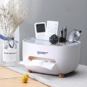 QIAWI™ Multifunctional Tissue Box, Double Layer Tissue Organizer with Storage