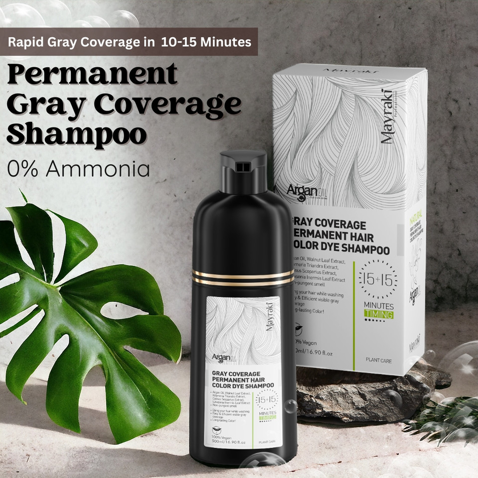 Mayraki Gray Coverage Permanent Hair Color Dye Shampoo image Mayraki Gray Coverage Permanent Hair Color Dye Shampoo